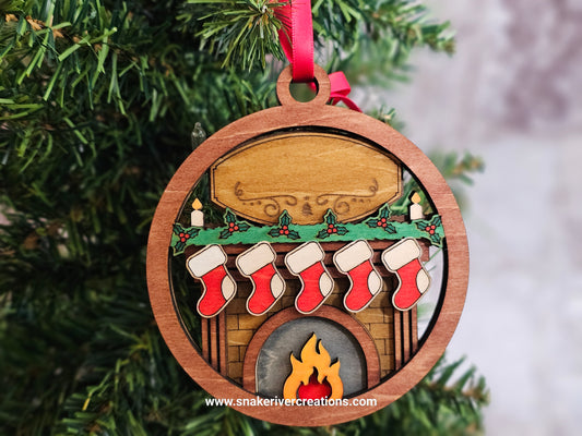 Personalized Fireplace Family Ornament