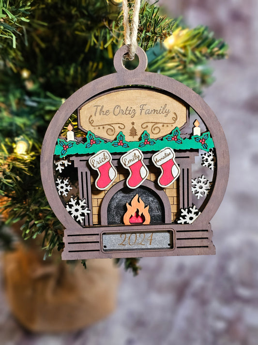 Personalized Fireplace Keepsake Family Ornament