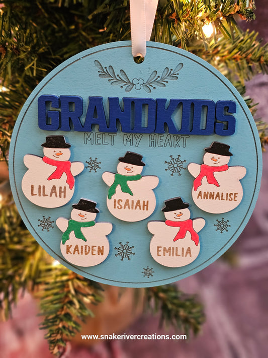 Personalized Grandchild or Grandchildren Christmas Ornaments up to 8 Names